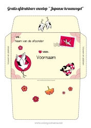 Kleurplaat aanpassen Japan Envelop Afdrukbare enveloppen Kerstelfreis Enveloppe voor de kerstelf post