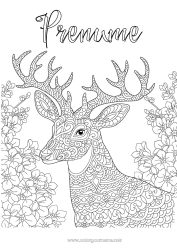 Pagină de colorat personalizată Ren Animal Desene de colorat complexe Zentangle Animale din pădure Cerb