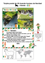 Colorear para personalizar Irlanda Viaje del duende navideño Tarjeta postal Tarjeta postal de un SOLO duende Un solo duende travieso