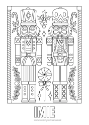 Kolorowanka do personalizacji Boże Narodzenie Cukierki z jęczmienia Słodkości, łakocie Gry i zabawki Słodka laska Dziadek do orzechów