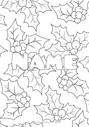 Free colouring Winter Holly