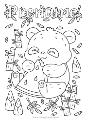 Pagină de colorat personalizată Animal Panda Fructe Alte animale din lume Pepene verde Bambus