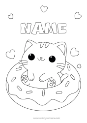 Free colouring Cat Cute Animal Doughnuts Dogs and cats