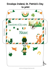 Colouring to customise Magic Cauldron Spring Fortune Ireland St Patrick's Day Envelope Country Print Envelope Mischievous Elf's Journey Envelope For The Christmas Trickster Elf's Mail