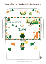 Colorare per personalizzare Calderone magico Primavera Fortuna Irlanda Festa di San Patrizio Busta Paesi Busta da stampare Viaggio dell'elfo di Natale Busta per la corrispondenza dell'elfo di Natale