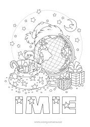 Kolorowanka do personalizacji Prezenty Okap Zabawki Kolorowanki dla skrzatów Gry i zabawki Globus ziemski Czapka świąteczna Kolorowanka Psotne Skrzaty Podróżnicy