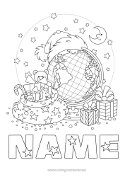 Colouring to customise Gifts Hood Toys Elf Colouring Pages Games And Toys Globe Christmas Hat Colouring Mischievous Travelling Goblins