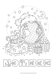 Colorear para personalizar Regalos Capucha Juguetes Dibujos de Elfos para colorear Juegos y juguetes Globo terráqueo Gorro navideño 🇪🇸 Duendes de Navidad Viajeros