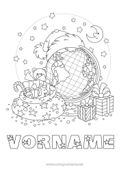 Malvorlage anpassen Geschenke Geschenkesack Spielzeug Elfen Ausmalbilder Spiele und Spielzeug Erdball Weihnachtsmütze Reisende Weihnachtswichtel