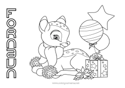 Gratis fargelegging Vinter Gaver Jul Ballonger Dyr Faun. Skogsdyr