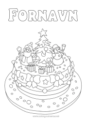 Fargeleggingssiden å tilpasse Kake Vinter Juletre Julenissen Snømann Jul Bursdagskake