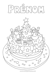 Dessin gratuit Gâteau Hiver Sapin de Noël Père Noël Bonhomme de neige Noël Gâteau d’anniversaire