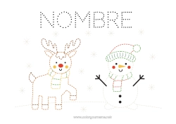 Colorear para personalizar Reno Muñeco de nieve Actividades para niños Animales Dibujos fáciles para colorear Trazo y color Animales del bosque Ciervo Bufanda