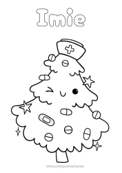 Kolorowanka do personalizacji Choinka bożonarodzeniowa Zawody w służbie zdrowia Pielęgniarz, Pielęgniarka