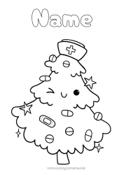 Coloring to customize Christmas tree Health professions Nurse