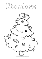 Colorear para personalizar árbol de Navidad Profesiones de la salud Enfermera
