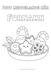 Färgläggningssida att anpassa Jul Söt Pepparkaka Karamellstång Mistel Stjärnor Gottigheter, sötsaker Kakor