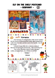 Malvorlage anpassen Weihnachtself Elfen Ausmalbilder Reise des Weihnachtselfen Postkarte Postkarte von einem einzigen Elf Deutschland Ein einziger schelmischer Kobold Reisende Weihnachtswichtel