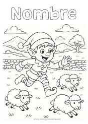 Dibujo libre Ovejas Elfos de navidad Dibujos de Elfos para colorear Irlanda Animales de granja Viaje del duende navideño 🇪🇸 Duendes de Navidad Viajeros