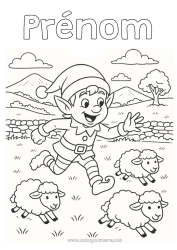 Coloriage à personnaliser Mouton Lutins de Noël Coloriages lutins Irlande Animaux de la ferme Voyage de lutin farceur Coloriage Lutins farceurs Voyageurs