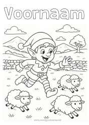 Kleurplaat aanpassen Schaap Kerstelf Elfjes kleurplaten Ierland Boerderijdieren Kerstelfreis Reizende Kerstkabouters