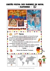 Desenho para personalizar Elfo de Natal Páginas para colorir de elfos Viagem do Elfo de Natal Cartão postal Cartão postal de vários duendes Alemanha Vários duendes travessos Duendes de Natal Viajantes