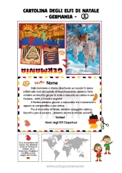 Colorare per personalizzare Elfo di Natale Pagine da colorare degli elfi Viaggio dell'elfo di Natale Cartolina Cartolina di vari elfi Germania Diversi elfi birichini Folletti di Natale Viaggiatori