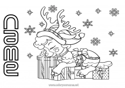 Free drawing Winter Gifts Reindeer Christmas Snowflakes Animal Forest animals