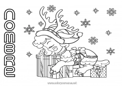 Colorear gratis Invierno Regalos Reno Navidad Copos de nieve Animales Animales del bosque