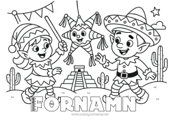 Gratis teckning Tomtefärgläggningar Mexiko Julälvens resa Flera busiga tomtenissar