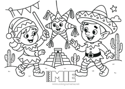 Rysunek za darmo Kolorowanki dla skrzatów Meksyk Podróż Świątecznego Elfa Kilku psotnych elfów