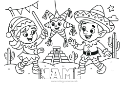 Colouring to customise Elf Colouring Pages Mexico Mischievous Elf's Journey Several Mischievous Elves.
