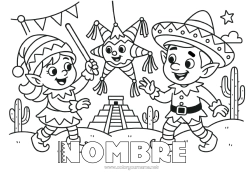 Dibujo libre Dibujos de Elfos para colorear México Viaje del duende navideño Varios duendes traviesos