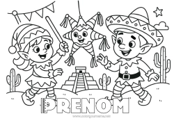 Dessin gratuit Coloriages lutins Mexique Voyage de lutin farceur Plusieurs lutins farceurs