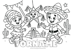 Kostenlose Zeichnung Elfen Ausmalbilder Mexiko Reise des Weihnachtselfen Mehrere Wichtel