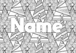 Colouring to customise Christmas Tree Doodle Zentangle Fir Tree Decorative Background
