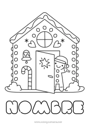 Colorear para personalizar Navidad Pan de jengibre Casa Dibujos fáciles para colorear