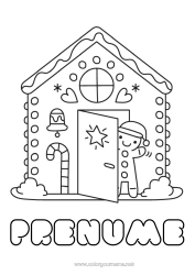 Pagină de colorat personalizată Crăciun Pâine cu mirodenii Casă Desene de colorat ușoare