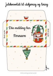 Fargeleggingssiden å tilpasse Juletre Julenissen Jul Luftballong Konvolutt Luftfartøy Utskriftsvennlig konvolutt