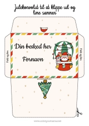 Farvelægningssiden tilpasning Juletræ Julemanden Jul Luftballon Kuvert Luftfartøjer Trykt kuvert