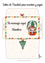 Colorear para personalizar árbol de Navidad Papá Noel Navidad Globo aerostático Sobre Vehículos aéreos Sobre para imprimir