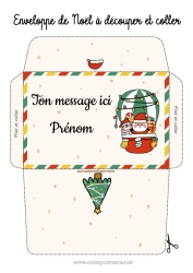 Coloriage à personnaliser Sapin de Noël Père Noël Noël Montgolfière Enveloppe Véhicules aériens Enveloppe à imprimer