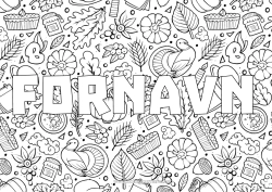 Farvelægningssiden tilpasning Høstsankefest Efterår Tærte Dekorativ baggrund Thanksgiving kalkun