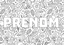 Coloriage à personnaliser Thanksgiving Automne Tarte Fond décoratif Dinde de Thanksgiving