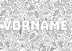 Malvorlage anpassen Erntedankfest Herbst Kuchen Dekorativer Hintergrund Thanksgiving-Truthahn