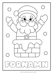 Färgläggningssida att anpassa Snö Jultomten Eldstad Lätta målarbilder