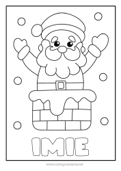 Kolorowanka do personalizacji śnieg Święty Mikołaj Kominek Łatwe kolorowanki