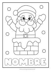Colorear para personalizar Nieve Papá Noel Chimenea Dibujos fáciles para colorear