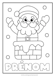 Coloriage à personnaliser Neige Père Noël Cheminée Coloriages faciles