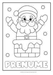 Pagină de colorat personalizată Zăpadă Moș Crăciun Șemineu Desene de colorat ușoare